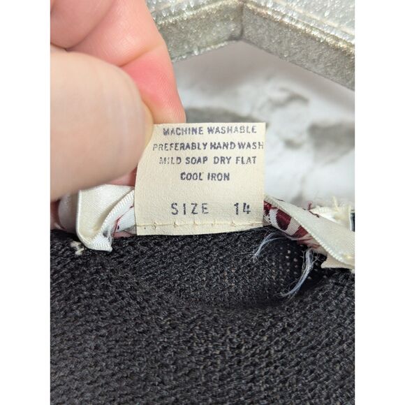 VINTAGE LAURA by ALYZIA Classic Knit Cardigan Black White Statement Size *M/L - Picture 5 of 7